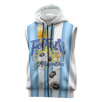 Personalized Argentina Football Fan Sleeveless Zip Hoodie Sun Of May - Albiceleste Stripes Argentina Flag