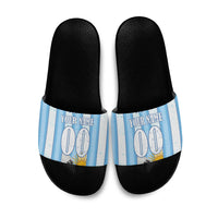 Personalized Argentina Football Fan Slide Sandals Sun Of May - Albiceleste Stripes Argentina Flag