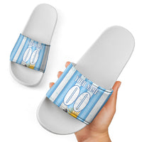 Personalized Argentina Football Fan Slide Sandals Sun Of May - Albiceleste Stripes Argentina Flag