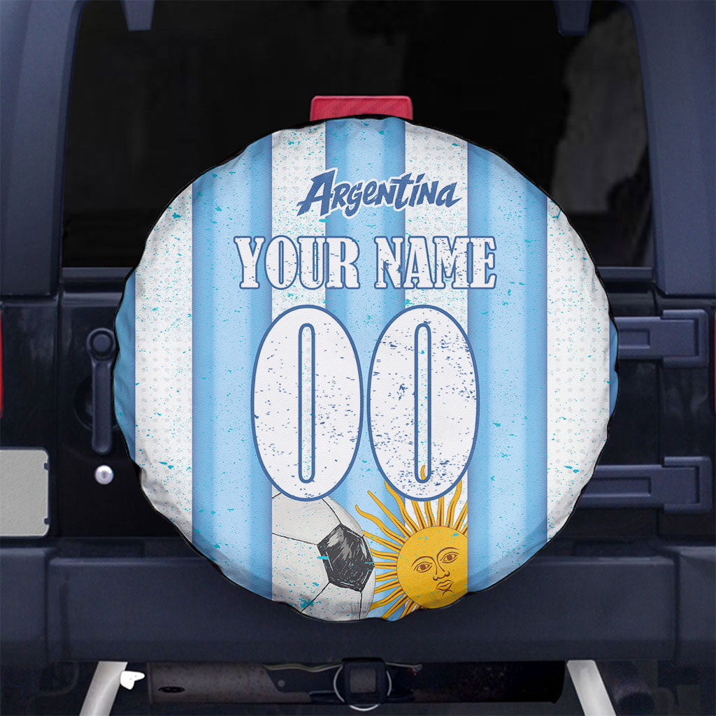 Personalized Argentina Football Fan Spare Tire Cover Sun Of May - Albiceleste Stripes Argentina Flag