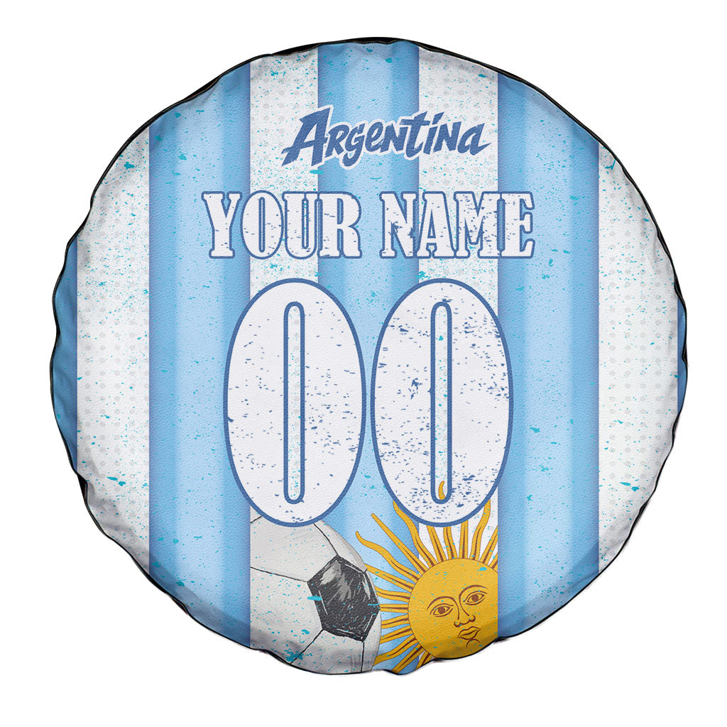 Personalized Argentina Football Fan Spare Tire Cover Sun Of May - Albiceleste Stripes Argentina Flag