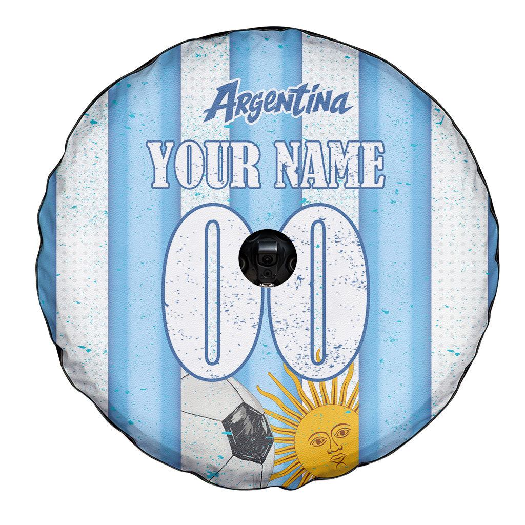 Personalized Argentina Football Fan Spare Tire Cover Sun Of May - Albiceleste Stripes Argentina Flag