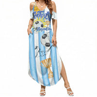 Personalized Argentina Football Fan Summer Maxi Dress Sun Of May - Albiceleste Stripes Argentina Flag