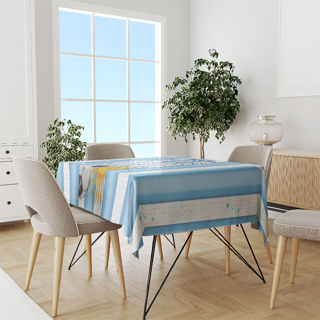 Personalized Argentina Football Fan Tablecloth Sun Of May - Albiceleste Stripes Argentina Flag