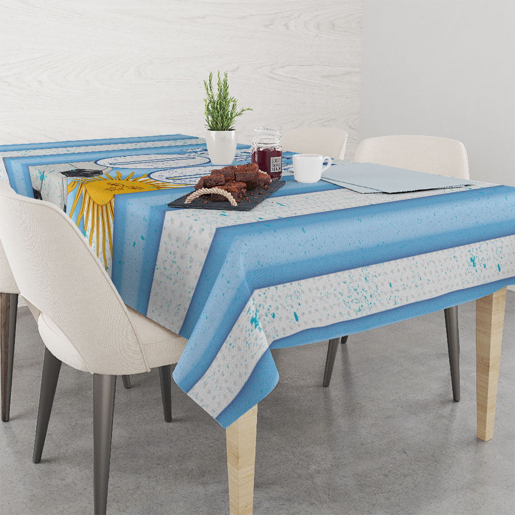 Personalized Argentina Football Fan Tablecloth Sun Of May - Albiceleste Stripes Argentina Flag