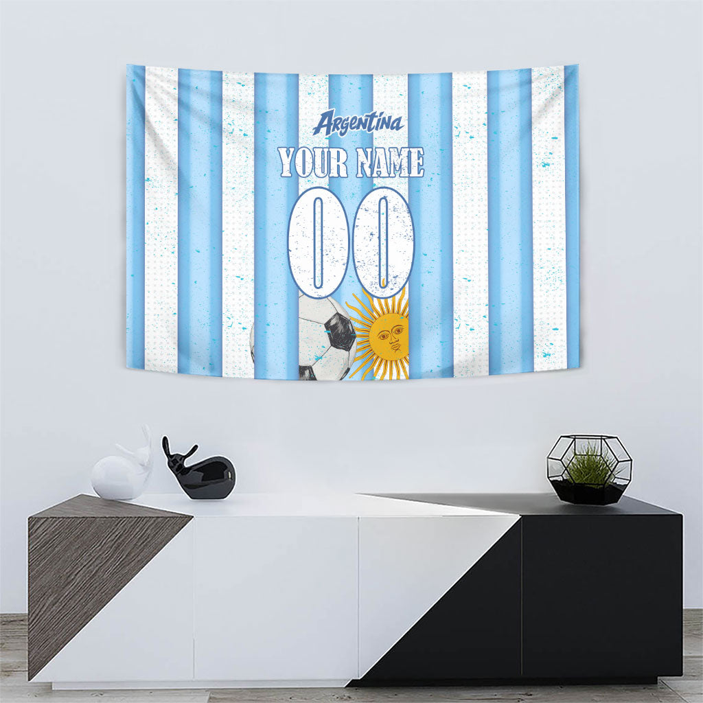 Personalized Argentina Football Fan Tapestry Sun Of May - Albiceleste Stripes Argentina Flag
