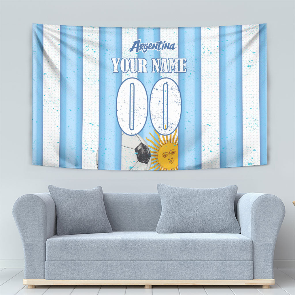 Personalized Argentina Football Fan Tapestry Sun Of May - Albiceleste Stripes Argentina Flag