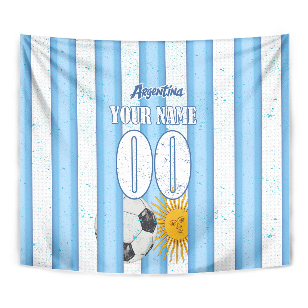 Personalized Argentina Football Fan Tapestry Sun Of May - Albiceleste Stripes Argentina Flag