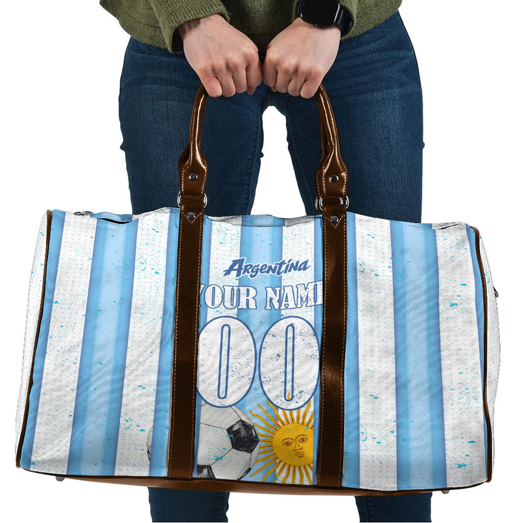 Personalized Argentina Football Fan Travel Bag Sun Of May - Albiceleste Stripes Argentina Flag