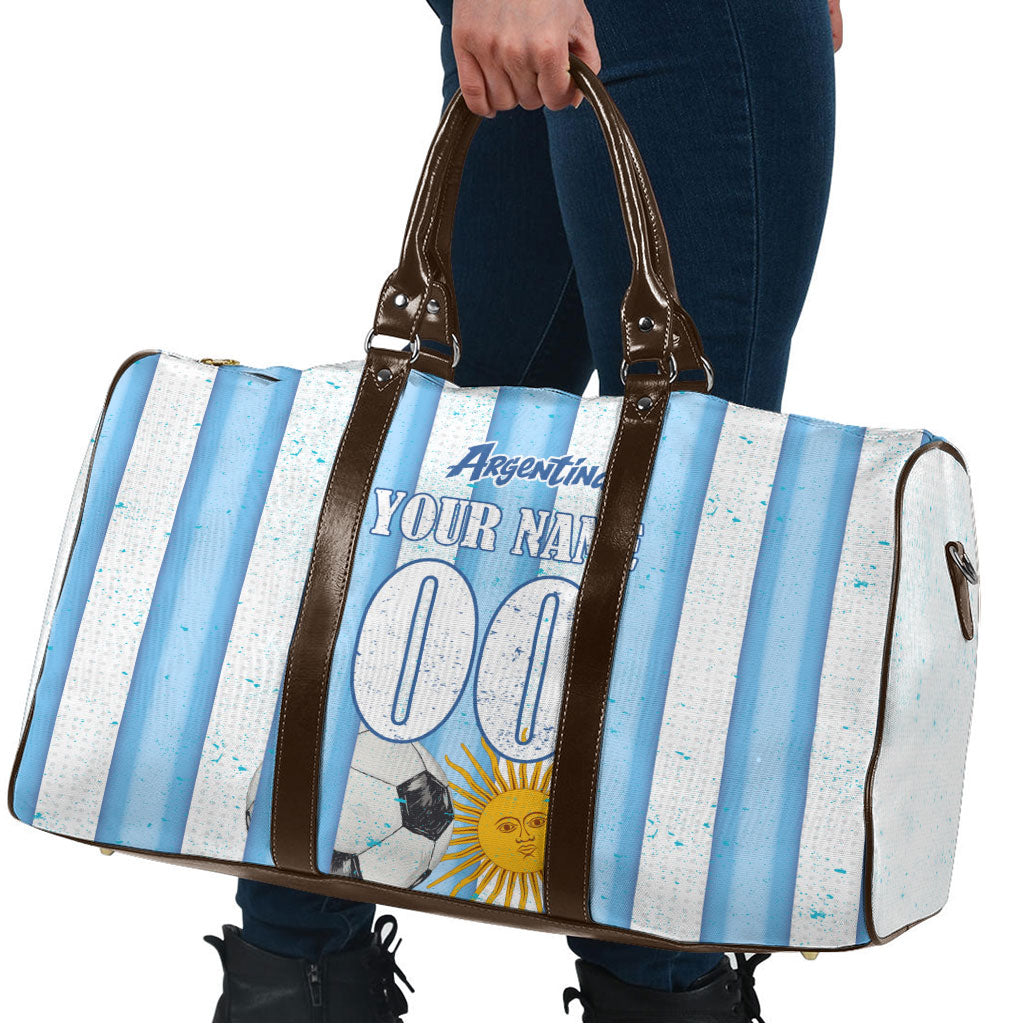 Personalized Argentina Football Fan Travel Bag Sun Of May - Albiceleste Stripes Argentina Flag