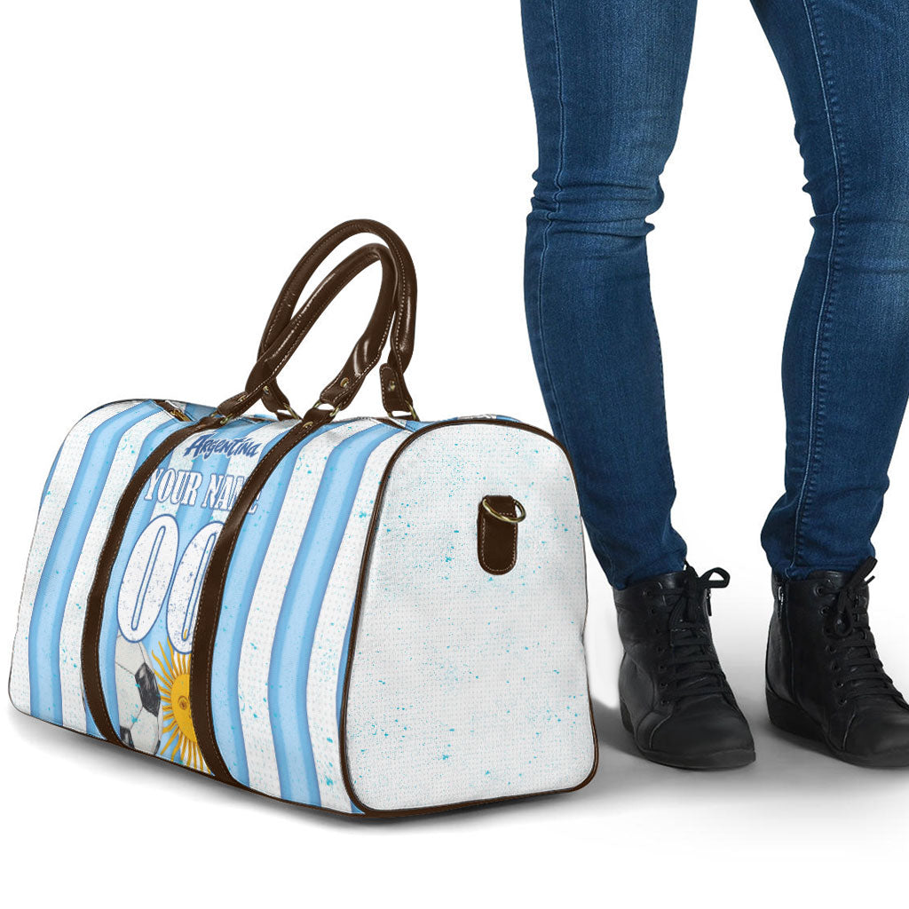 Personalized Argentina Football Fan Travel Bag Sun Of May - Albiceleste Stripes Argentina Flag