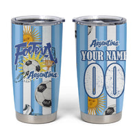 Personalized Argentina Football Fan Tumbler Cup Sun Of May - Albiceleste Stripes Argentina Flag