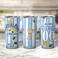 Personalized Argentina Football Fan Tumbler Cup Sun Of May - Albiceleste Stripes Argentina Flag