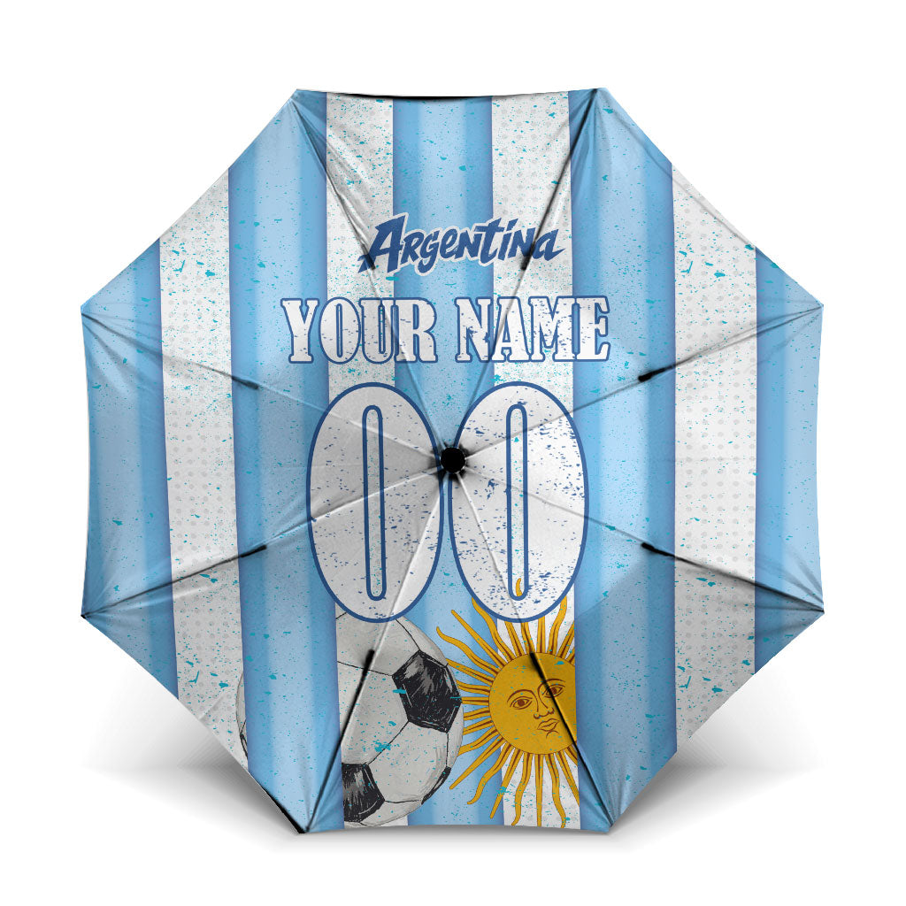 Personalized Argentina Football Fan Umbrella Sun Of May - Albiceleste Stripes Argentina Flag