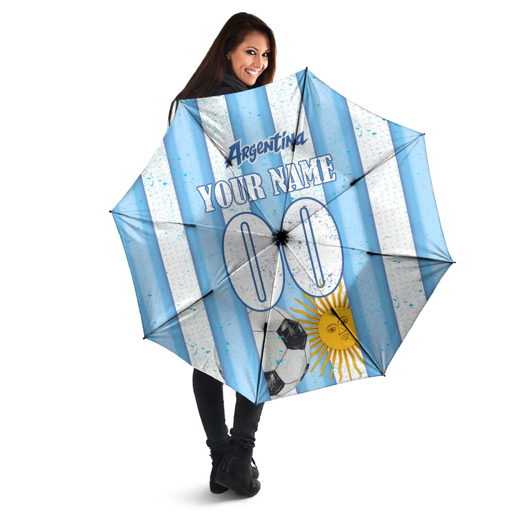 Personalized Argentina Football Fan Umbrella Sun Of May - Albiceleste Stripes Argentina Flag