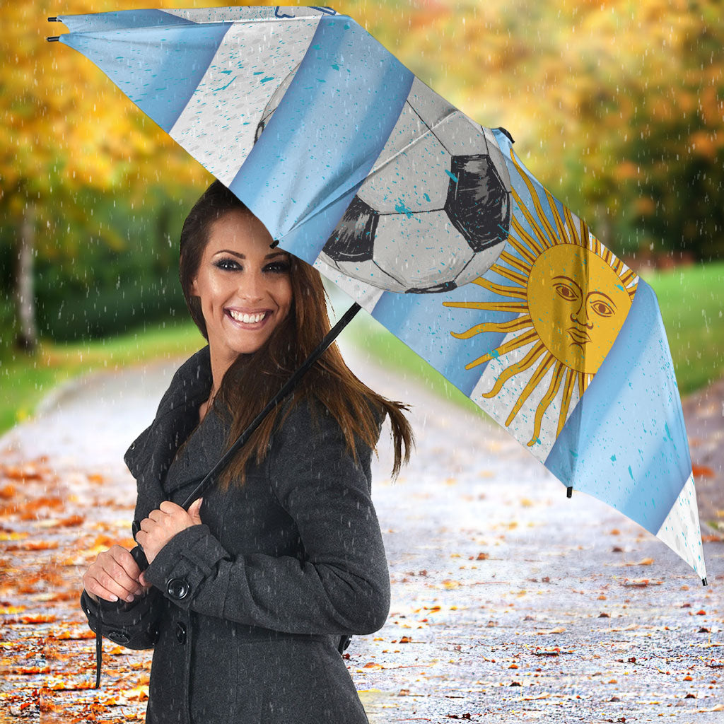 Personalized Argentina Football Fan Umbrella Sun Of May - Albiceleste Stripes Argentina Flag