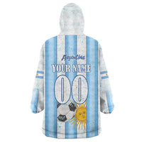 Personalized Argentina Football Fan Wearable Blanket Hoodie Sun Of May - Albiceleste Stripes Argentina Flag