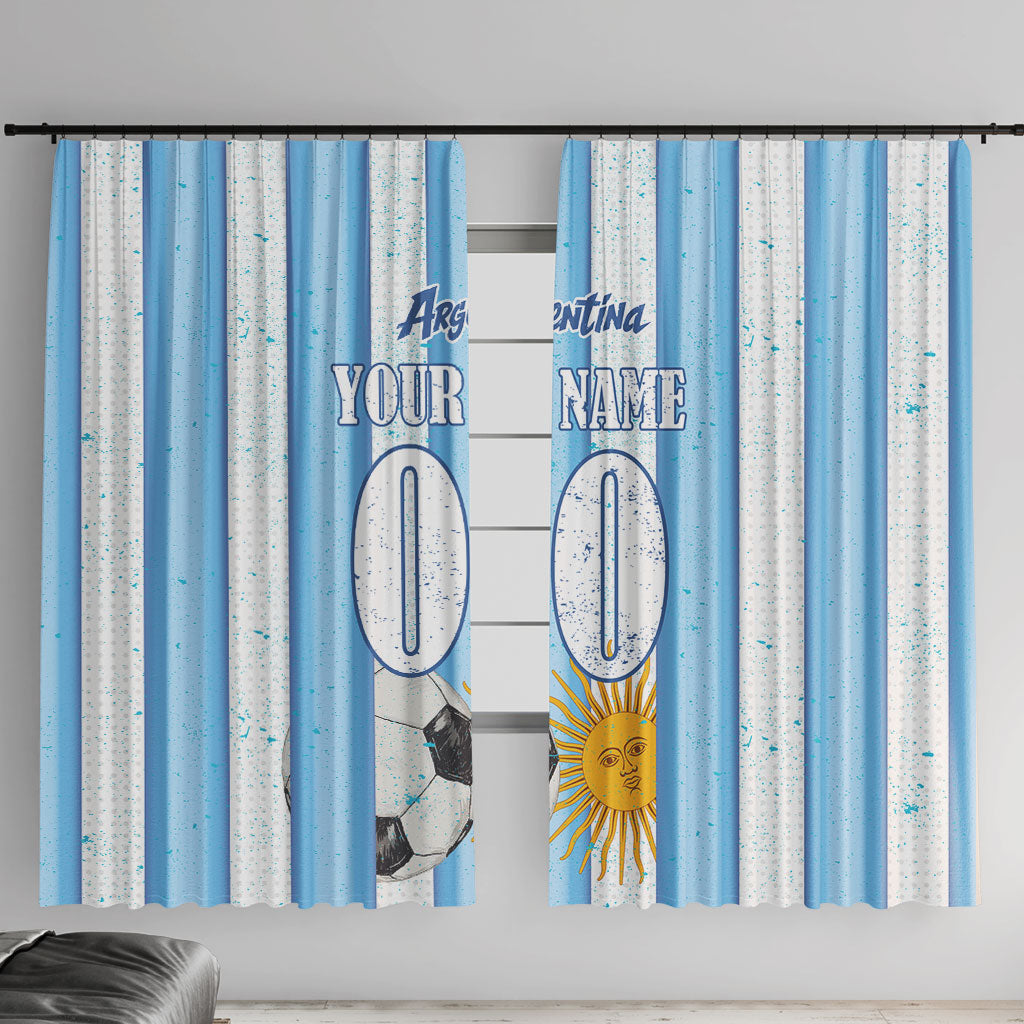 Personalized Argentina Football Fan Window Curtain Sun Of May - Albiceleste Stripes Argentina Flag