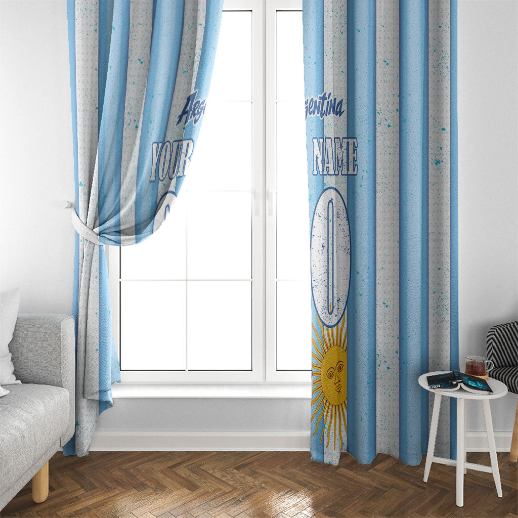 Personalized Argentina Football Fan Window Curtain Sun Of May - Albiceleste Stripes Argentina Flag