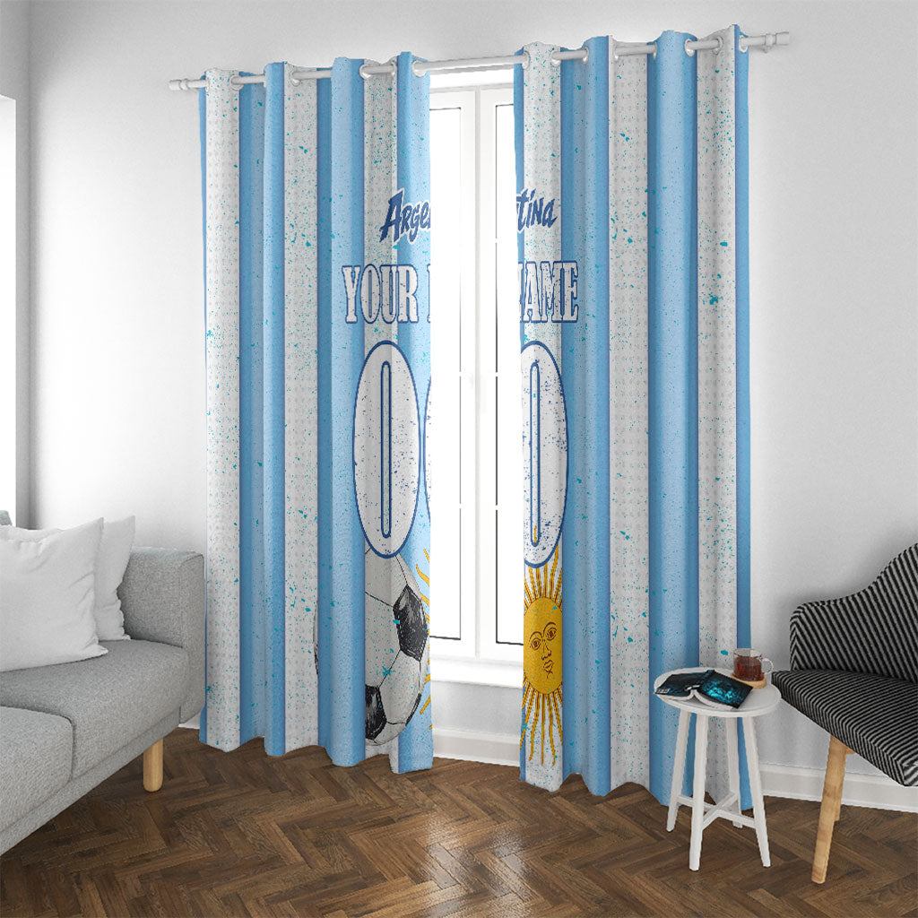 Personalized Argentina Football Fan Window Curtain Sun Of May - Albiceleste Stripes Argentina Flag
