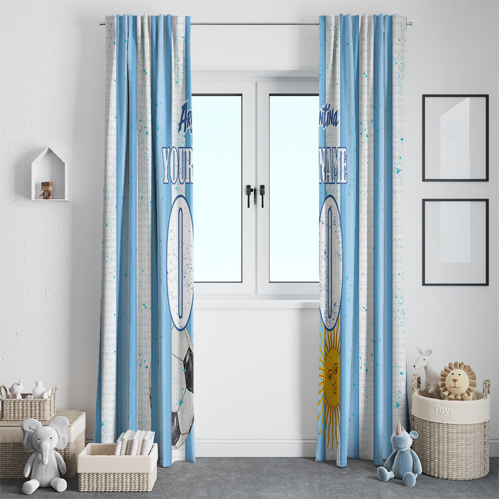 Personalized Argentina Football Fan Window Curtain Sun Of May - Albiceleste Stripes Argentina Flag