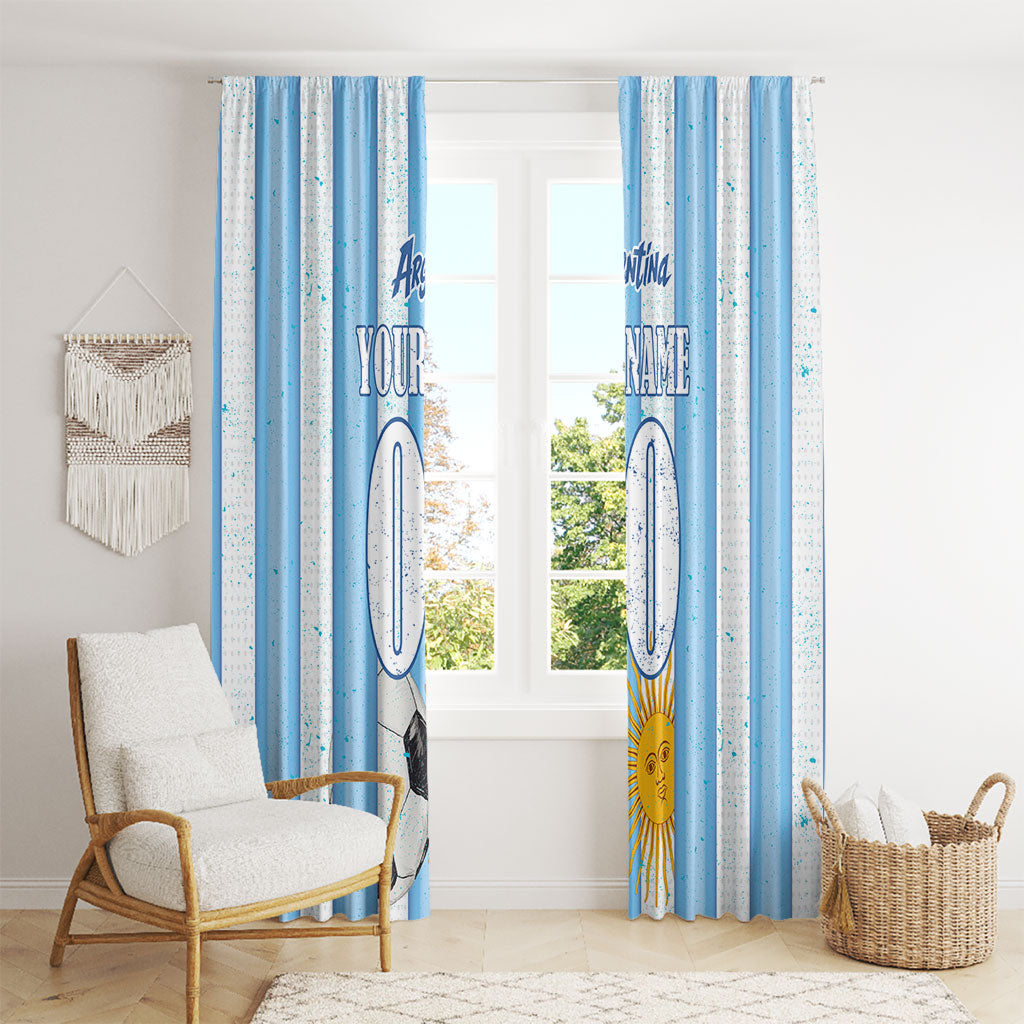 Personalized Argentina Football Fan Window Curtain Sun Of May - Albiceleste Stripes Argentina Flag