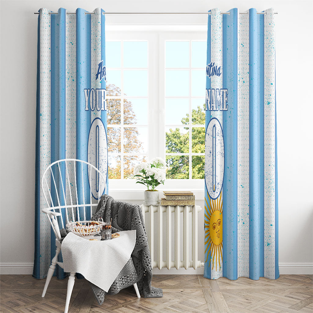 Personalized Argentina Football Fan Window Curtain Sun Of May - Albiceleste Stripes Argentina Flag
