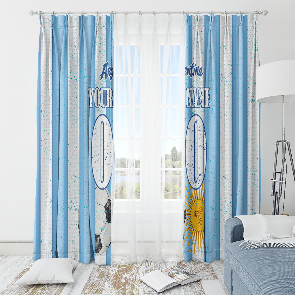 Personalized Argentina Football Fan Window Curtain Sun Of May - Albiceleste Stripes Argentina Flag