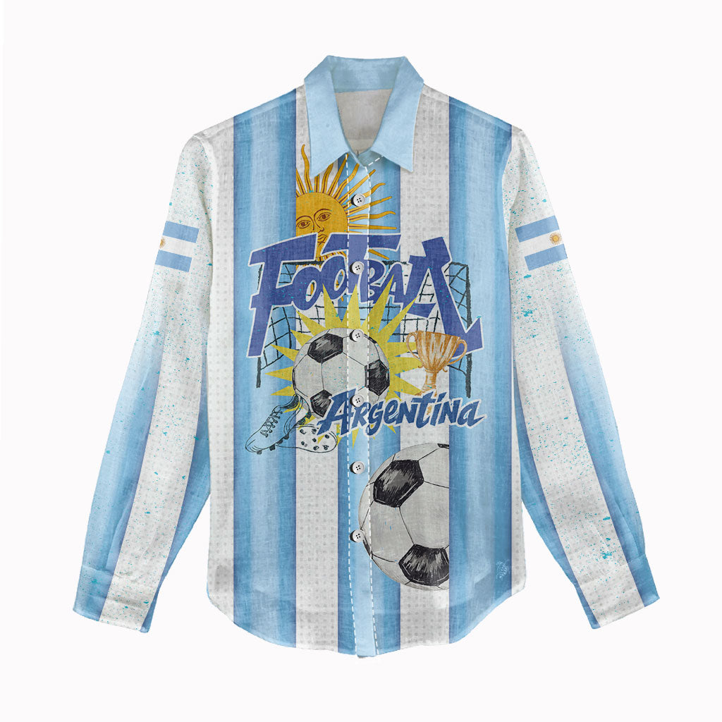 Personalized Argentina Football Fan Women Casual Shirt Sun Of May - Albiceleste Stripes Argentina Flag