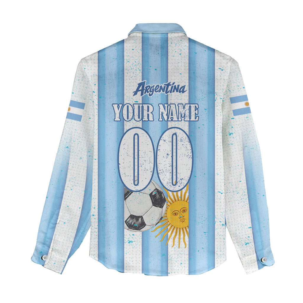 Personalized Argentina Football Fan Women Casual Shirt Sun Of May - Albiceleste Stripes Argentina Flag