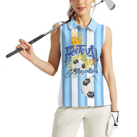 Personalized Argentina Football Fan Women Sleeveless Polo Shirt Sun Of May - Albiceleste Stripes Argentina Flag