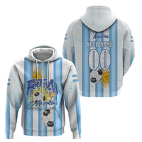 Personalized Argentina Football Fan Zip Hoodie Sun Of May - Albiceleste Stripes Argentina Flag