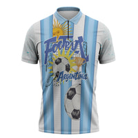 Personalized Argentina Football Fan Zipper Polo Shirt Sun Of May - Albiceleste Stripes Argentina Flag