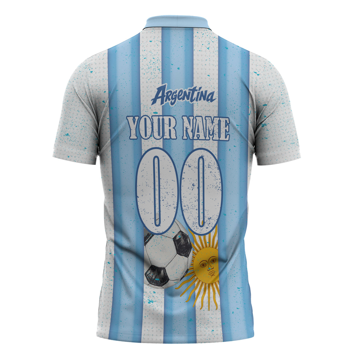 Personalized Argentina Football Fan Zipper Polo Shirt Sun Of May - Albiceleste Stripes Argentina Flag