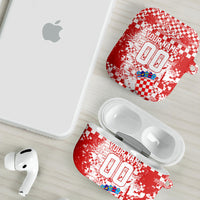 Personalized Croatia Football Wolf Mascot AirPods Case Checkerboard Soccer Pride - Splatter Textures