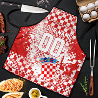 Personalized Croatia Football Wolf Mascot Apron Checkerboard Soccer Pride - Splatter Textures