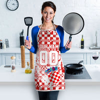 Personalized Croatia Football Wolf Mascot Apron Checkerboard Soccer Pride - Splatter Textures