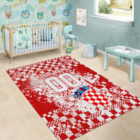 Personalized Croatia Football Wolf Mascot Area Rug Checkerboard Soccer Pride - Splatter Textures