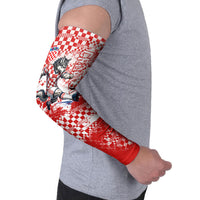 Personalized Croatia Football Wolf Mascot Arm Sleeves Checkerboard Soccer Pride - Splatter Textures