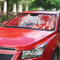 Personalized Croatia Football Wolf Mascot Auto Sun Shade Checkerboard Soccer Pride - Splatter Textures