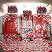 Personalized Croatia Football Wolf Mascot Back Car Seat Cover Checkerboard Soccer Pride - Splatter Textures