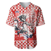 Personalized Croatia Football Wolf Mascot Baseball Jersey Checkerboard Soccer Pride - Splatter Textures