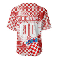 Personalized Croatia Football Wolf Mascot Baseball Jersey Checkerboard Soccer Pride - Splatter Textures