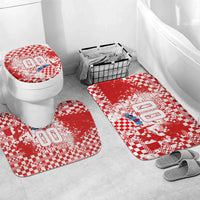 Personalized Croatia Football Wolf Mascot Bathroom Set Checkerboard Soccer Pride - Splatter Textures