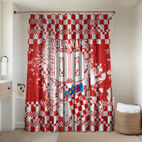 Personalized Croatia Football Wolf Mascot Bathroom Set Checkerboard Soccer Pride - Splatter Textures