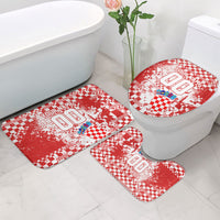 Personalized Croatia Football Wolf Mascot Bathroom Set Checkerboard Soccer Pride - Splatter Textures