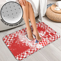 Personalized Croatia Football Wolf Mascot Bathroom Set Checkerboard Soccer Pride - Splatter Textures