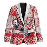 Personalized Croatia Football Wolf Mascot Blazer Checkerboard Soccer Pride - Splatter Textures