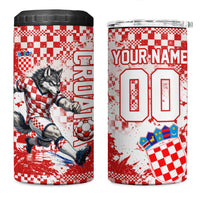 Personalized Croatia Football Wolf Mascot 4 in 1 Can Cooler Tumbler Checkerboard Soccer Pride - Splatter Textures