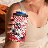Personalized Croatia Football Wolf Mascot 4 in 1 Can Cooler Tumbler Checkerboard Soccer Pride - Splatter Textures